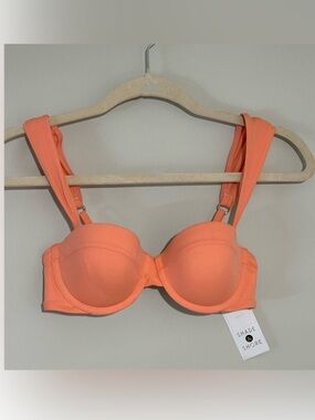 Shade & Shore Coral Bikini Top 32B Structured Swim Top NWT
